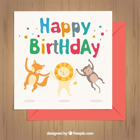 Animal birthday card Vector | Free Download