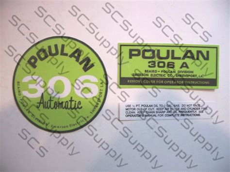 Poulan 306A (points version) decal set – Sugar Creek Supply