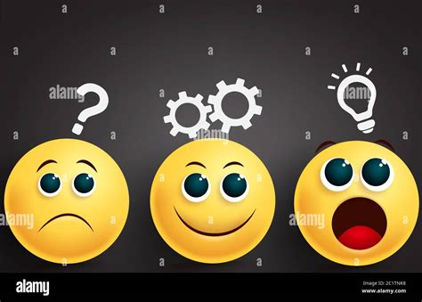 Emoji problem solving team vector design. Smiley emoji yellow face ...