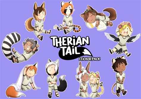 Therian Tail Sticker Set Kemonomimi Stickers Cute Chibi Stickers Original Characters - Etsy UK