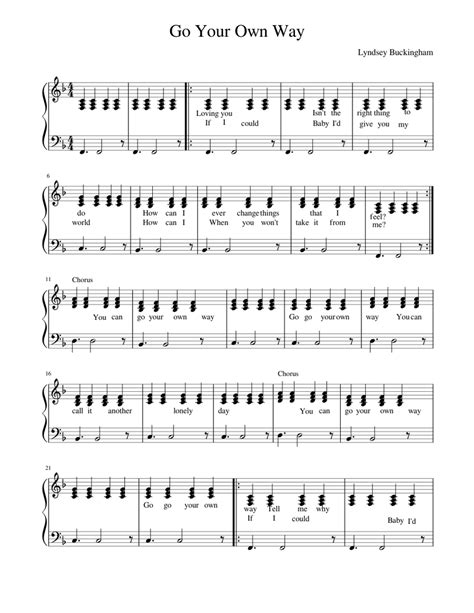 Go Your Own Way - Fleetwood Mac Sheet music for Piano | Download free in PDF or MIDI | Musescore.com