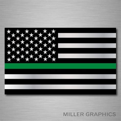 American Flag Thin Green Line Decal Sticker