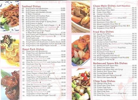 Menu at Sizzling Wok fast food, Bedworth