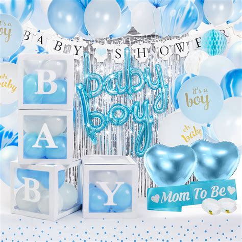 Buy Baby Shower Decorations for Boy - JUMBO SET all Inclusive Baby ...