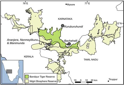 Locations of the study sites in the vicinity of the Nilgiri Biosphere... | Download Scientific ...