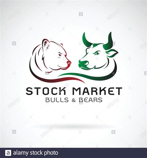 Vector of bull and bear symbols of stock market trends. Stock market and business concept. The ...