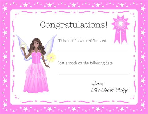 Printable Tooth Fairy Certificate