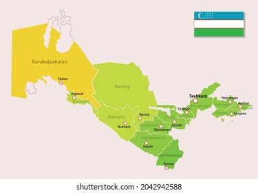 Vector Image Uzbekistan Regions Map Stock Vector (Royalty Free ...