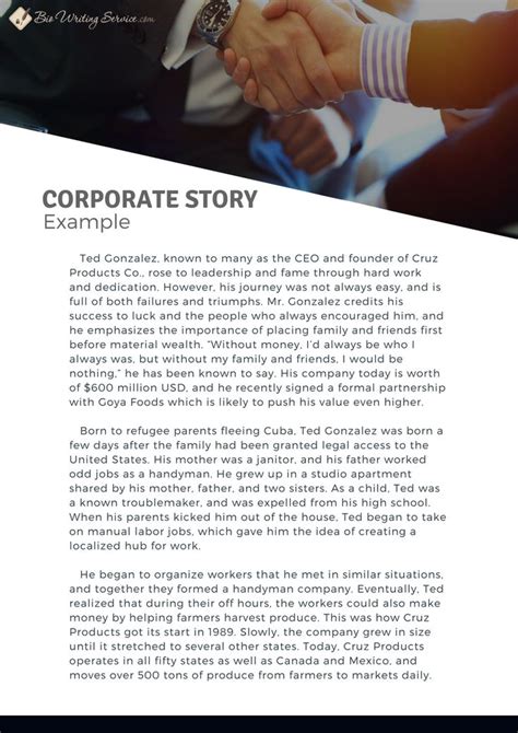 Professional Corporate Story Example