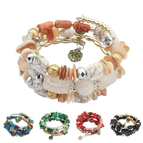 NEW Rhinestone Resin Crystal Bracelets Bangles Multilayer Chain Gold Filled Resin Bracelet Party ...