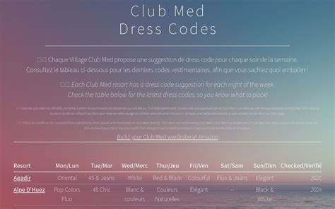 Club Med Dress Codes