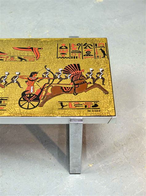 Fine Mid-Century Egyptian Decorated Coffee Table Designed by De Nisco, 1970s | hpvintage.com