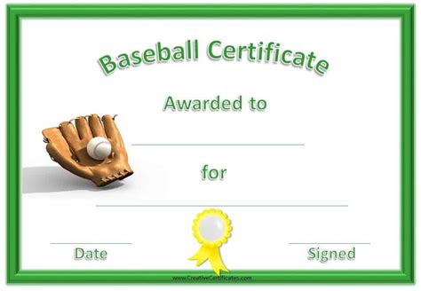 Free Editable Baseball Certificates - Customize Online & Print at Home