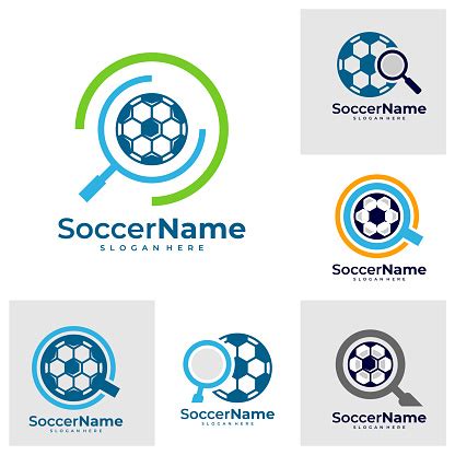 Set Of Find Soccer Logo Template Football Find Logo Design Vector Stock Illustration - Download ...