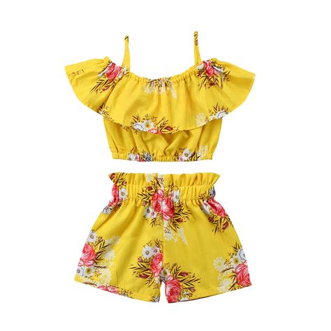 Toddler Baby Kid Girl Floral Outfits Little Girls Strap Vest Tops ...