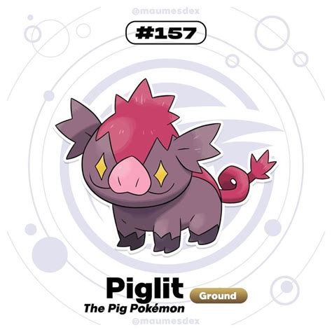 Pokémon Mars version on Instagram: “#157: Piglit (Piglet + lit) ⛰️ EN 🇺🇲 Species: Pig Type ...