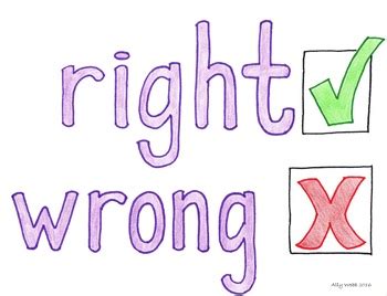 Right Wrong Cartoon--Printable Montessori Homonym Cards by Ally Webb