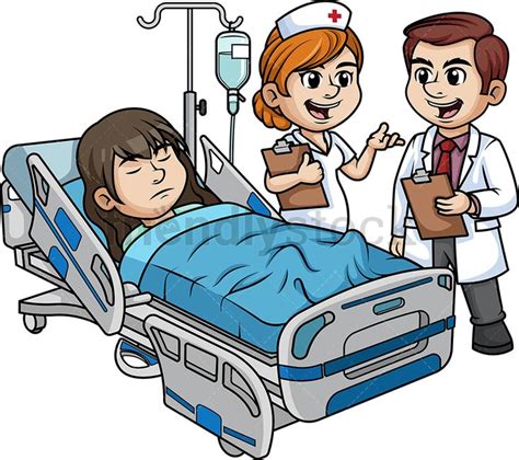 Hospital Staff With Female Patient Cartoon Clipart Vector - FriendlyStock | Hospital cartoon ...