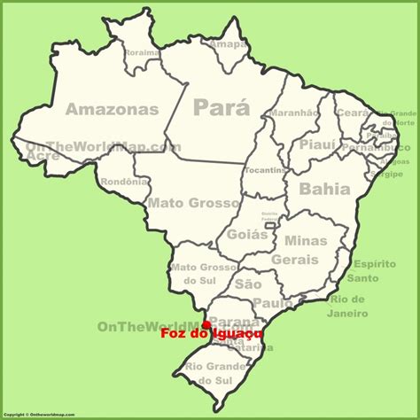 Foz do Iguaçu location on the Brazil map - Ontheworldmap.com