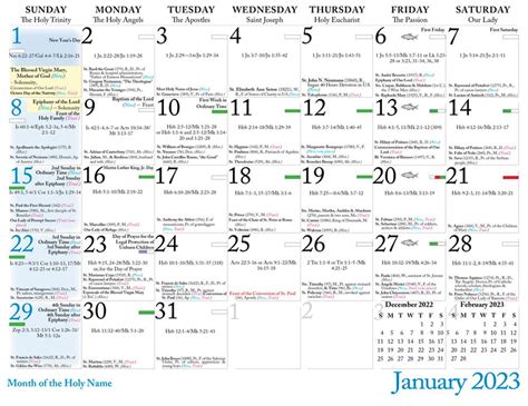 Catholic Liturgical Calendar For 2023