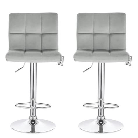 Set of Light Grey Velvet Bar Stools - ChairsDirect.ie - Stylish ...