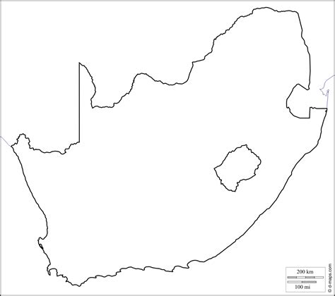 6 Free Printable Blank Map of South Africa with Countries | World Map ...