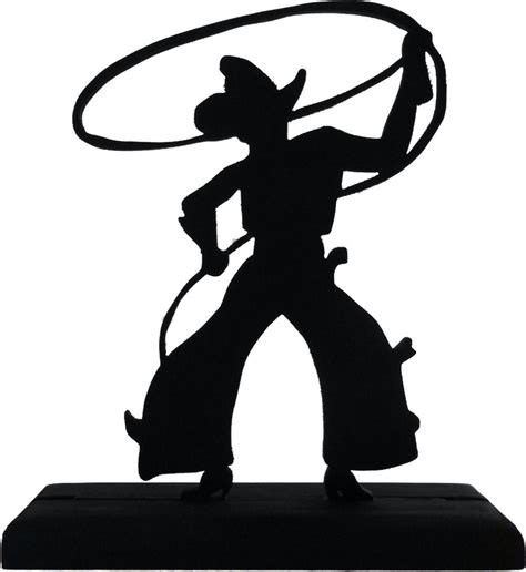 Bowlegged Cowboy with Lasso Handmade Wood Display Silhouette