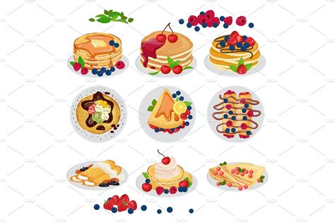 Pancake vector breakfast sweet | Food Illustrations ~ Creative Market