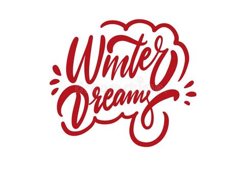 Winter Dreams Red Color Lettering Phrase. Holiday Poster Design Template Stock Vector ...