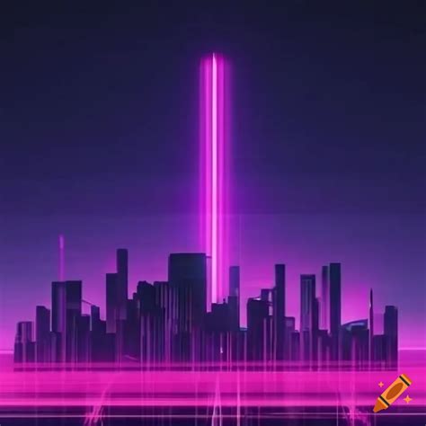 Pink cityscape with matrix code on Craiyon