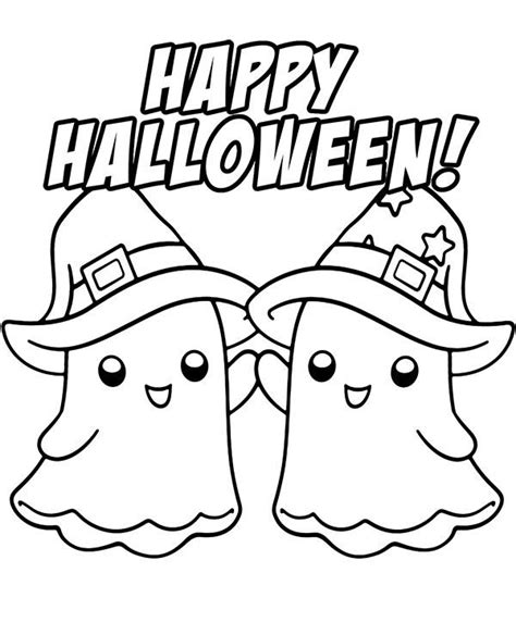 Ghosts coloring page happy Halloween - Topcoloringpages.net