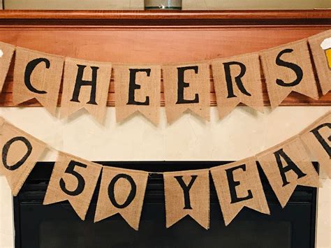 Cheers to 50 Years Banner 50th Birthday Decorations 50th - Etsy