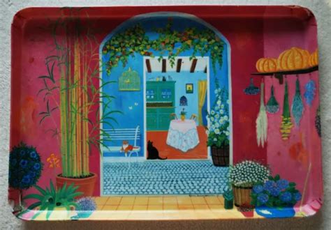 VTG MELPLUS MELAMINE XL 17x12" Tray Italian House & Cats -Sylvia Huber ...