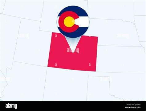 United States with selected Colorado map and Colorado flag icon. Vector map and flag Stock ...