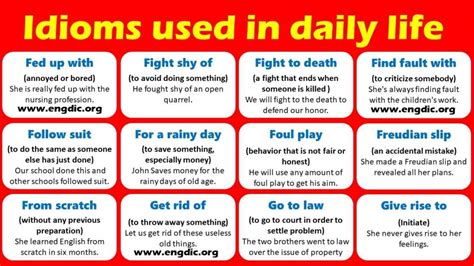 List of Idioms Used in Daily Life with Meaning and Examples PDF - Engdic