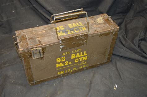 British 9mm ammo box with tin