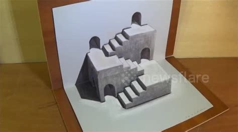 Drawing Three Dimensional Space, Stairs Illusion & Trick Art by Vamos - Buy, Sell or Upload ...