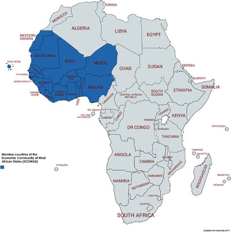 Map of Africa indicating the 16 member countries of Economic Community... | Download Scientific ...