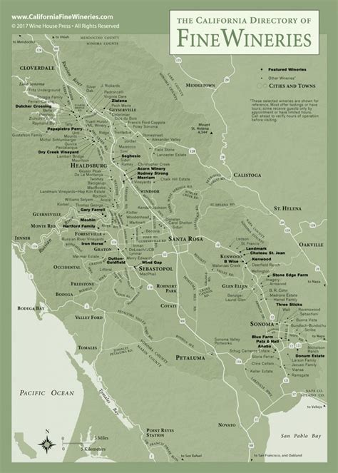 Sonoma County Map Of California Fine Wineries – Map Of Wineries In ...