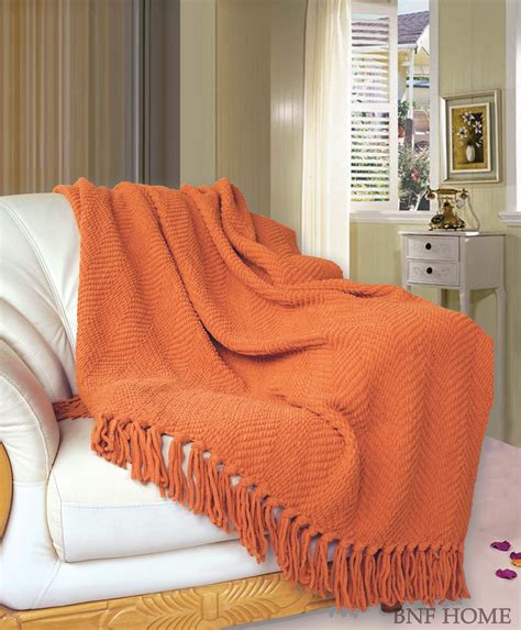 Home Soft Things Orange Throw Blanket Knitted Tweed Throw 50'' x 60 ...