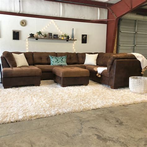 Brown Ashley Furniture 3-piece Sectional w/ Ottoman - Delivery Availab ...