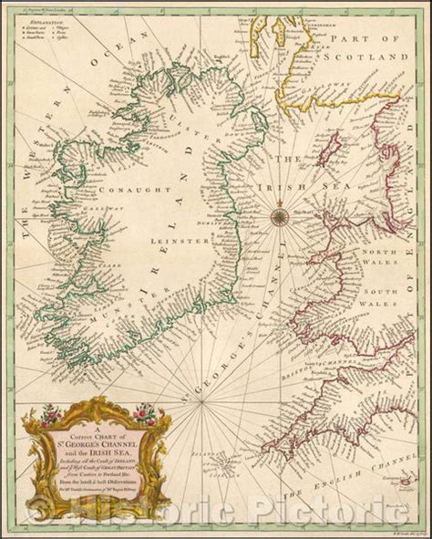 Historic Map - A Correct Chart of St. George's Channel and the Irish S - Historic Pictoric