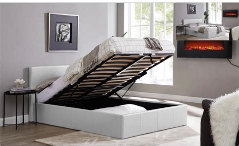 White leather ottoman storage Double bed in KT19 Ewell für 100,00 £ zum Verkauf | Shpock DE