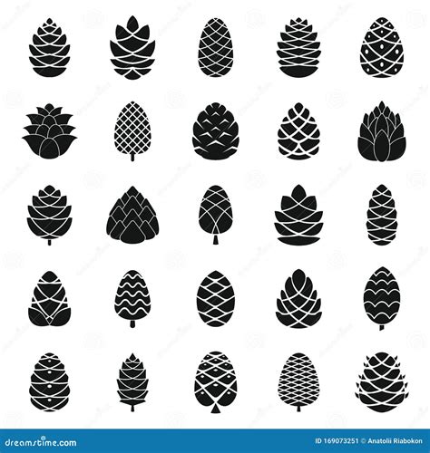 Pine Cone Icons Set, Simple Style Stock Vector - Illustration of autumn, magic: 169073251