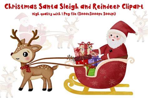 Christmas Santa Sleigh Reindeer Clipart (2268101)