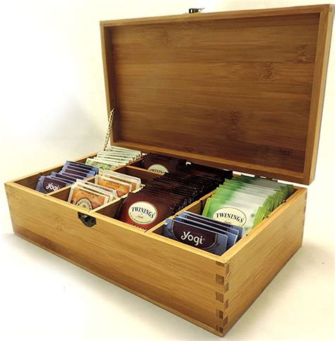 Wood Tea Boxes Featuring Adjustable Interior Bamboo