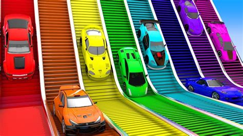 Colors for Children to Learn with Toy Super Cars with Giant Rainbow ...