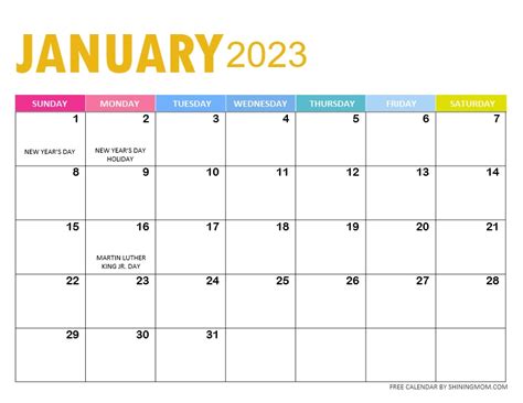 Printable Monthly Schedule