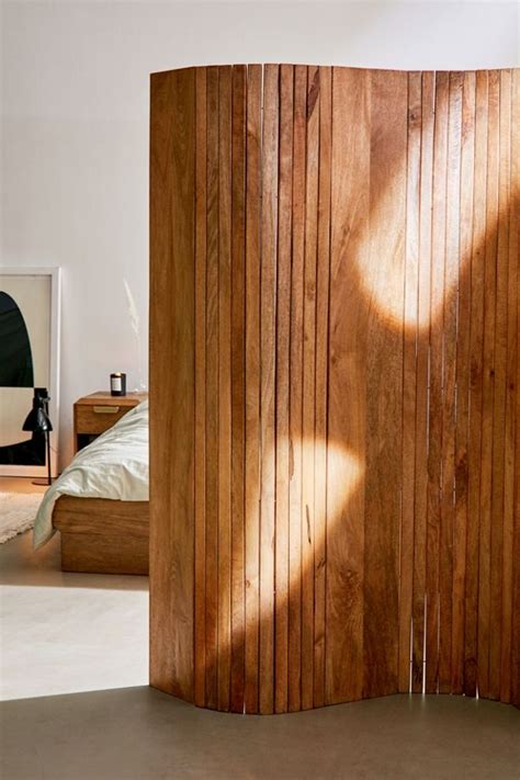 Slatted Screen Room Divider | Urban Outfitters Wood Room Divider, Room Divider Curtain, Room ...