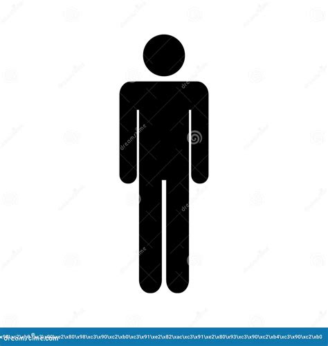 Man Flat Icon Standing Silhouette. Male Sign, Silhouette, Symbol, Person Vector Isolated on ...